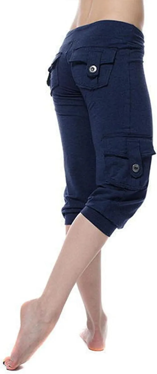 Capri Yoga Pants for Women Casual 2024 Summer Drawstring Elastic High Waist Pant Stretchy Cropped Trouser