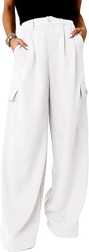 Cargo Pants for Women Baggy Casual High Waist Wide Leg Work Trouser Y2K Pockets Combat Military Pants