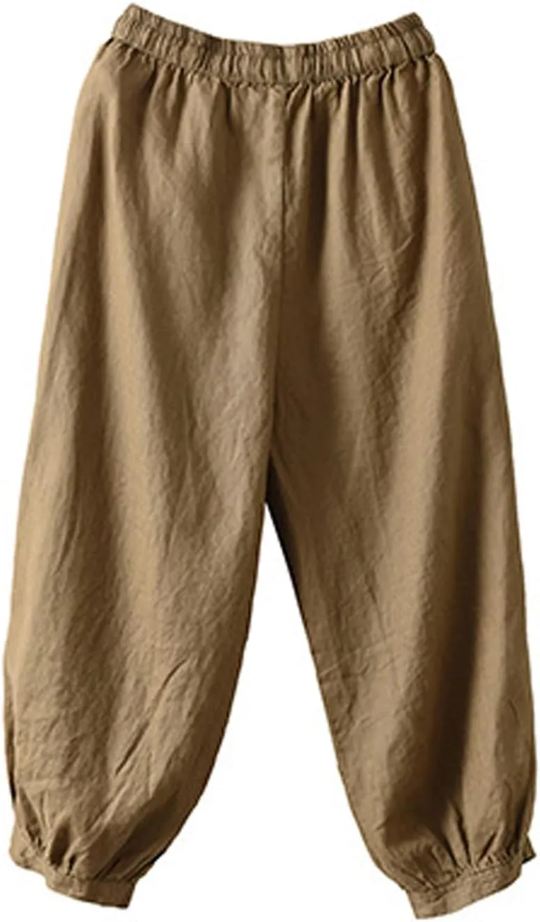 Cargo Pants Women, 2025 Peasant Pants Casual Linen Straight Leg Cotton Wide