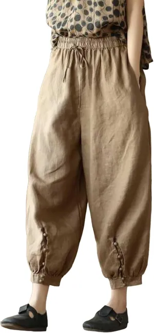 Cargo Pants Women, 2025 Peasant Pants Casual Linen Straight Leg Cotton Wide
