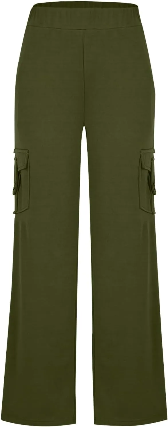 Cargo Yoga Pants for Women Trouser Style Flare Leggings with Pockets Boot Cut High Waist Long Workout Yoga Pants