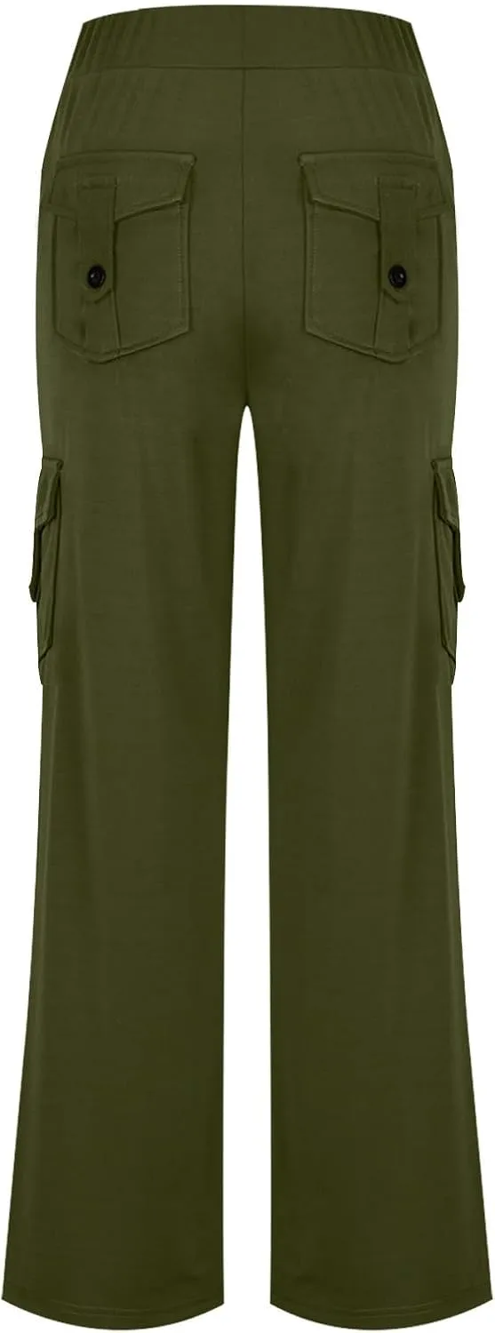 Cargo Yoga Pants for Women Trouser Style Flare Leggings with Pockets Boot Cut High Waist Long Workout Yoga Pants