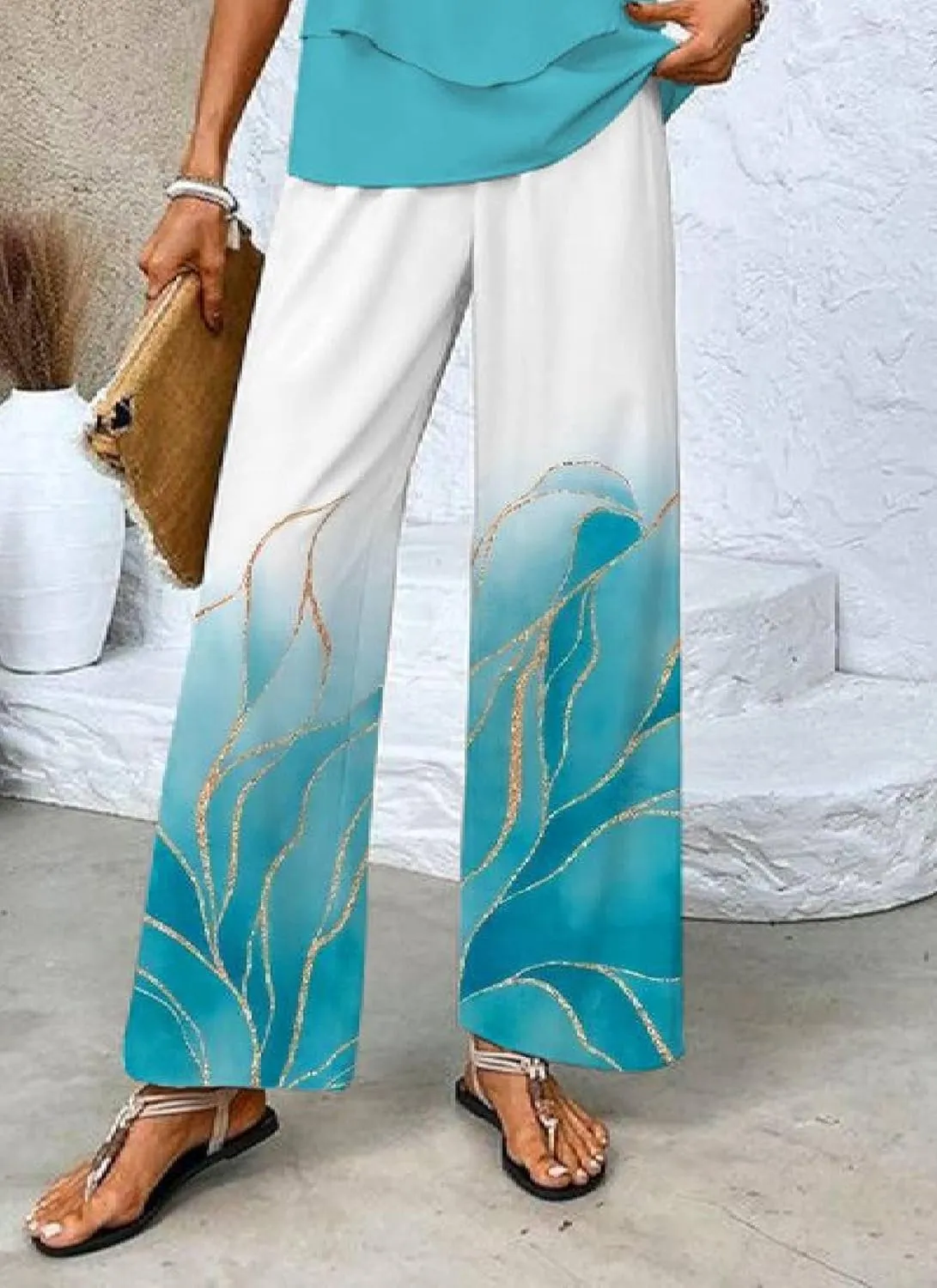 Casual 2 Piece Outfits Lounge Layered Green Plain Daily 2025 Sleeveless Matching Sets Square Neck and Flower Print Pants