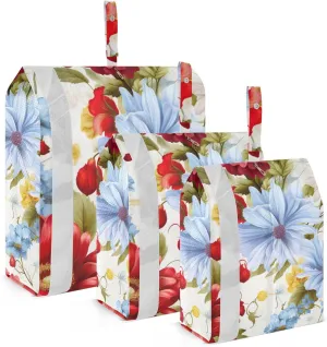 Colorful Poppy Flowers Floral Packing Cubes for Suitcases 3 Set Compression Expandable Luggage Packing Organizers for Carry on Suitcase Travel Essentials Luggage Organizer Bags Set