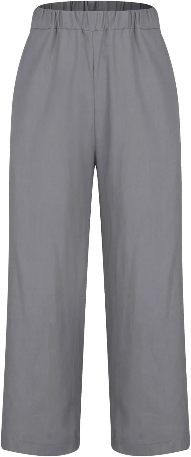 Comfy Linen Pants Women Casual 2025 Summer Pants Drawstring Hight Waist Lightweight Loose Fit Trousers with Pockets