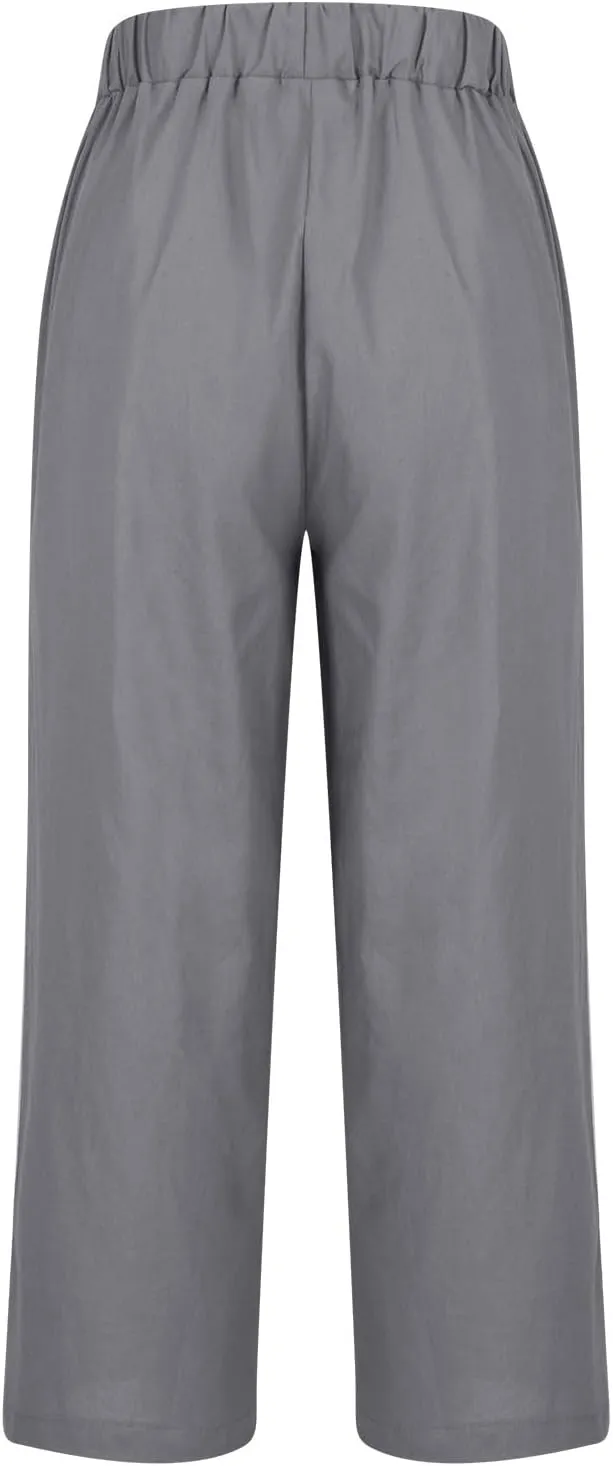 Comfy Linen Pants Women Casual 2025 Summer Pants Drawstring Hight Waist Lightweight Loose Fit Trousers with Pockets