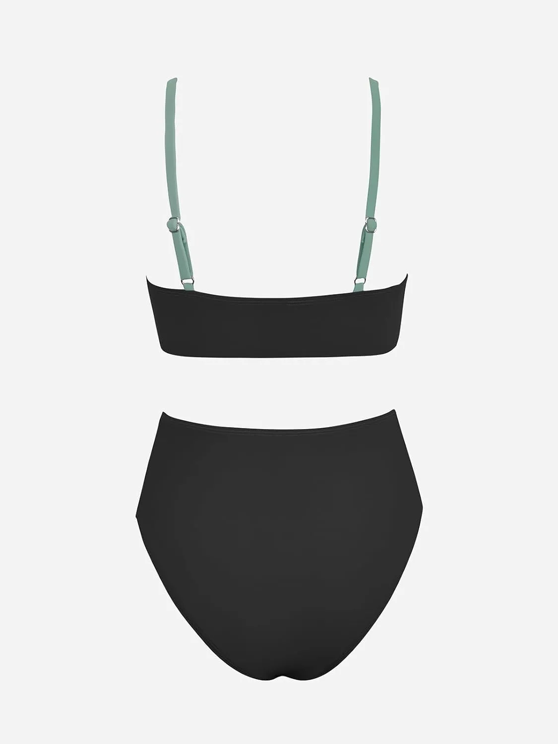CUPSHE Women's Bikini Sets Two Piece Swimsuit High Waisted V Neck Twist Front Adjustable Spaghetti Straps Bathing Suit