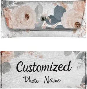 Customized Clutch Wallet for Women with Snap Button Ladies Casual Lightweight Waterproof Leather Cash Purse Pouch Big Girls Fashionable School Portable Clutch Bag for Daily Use