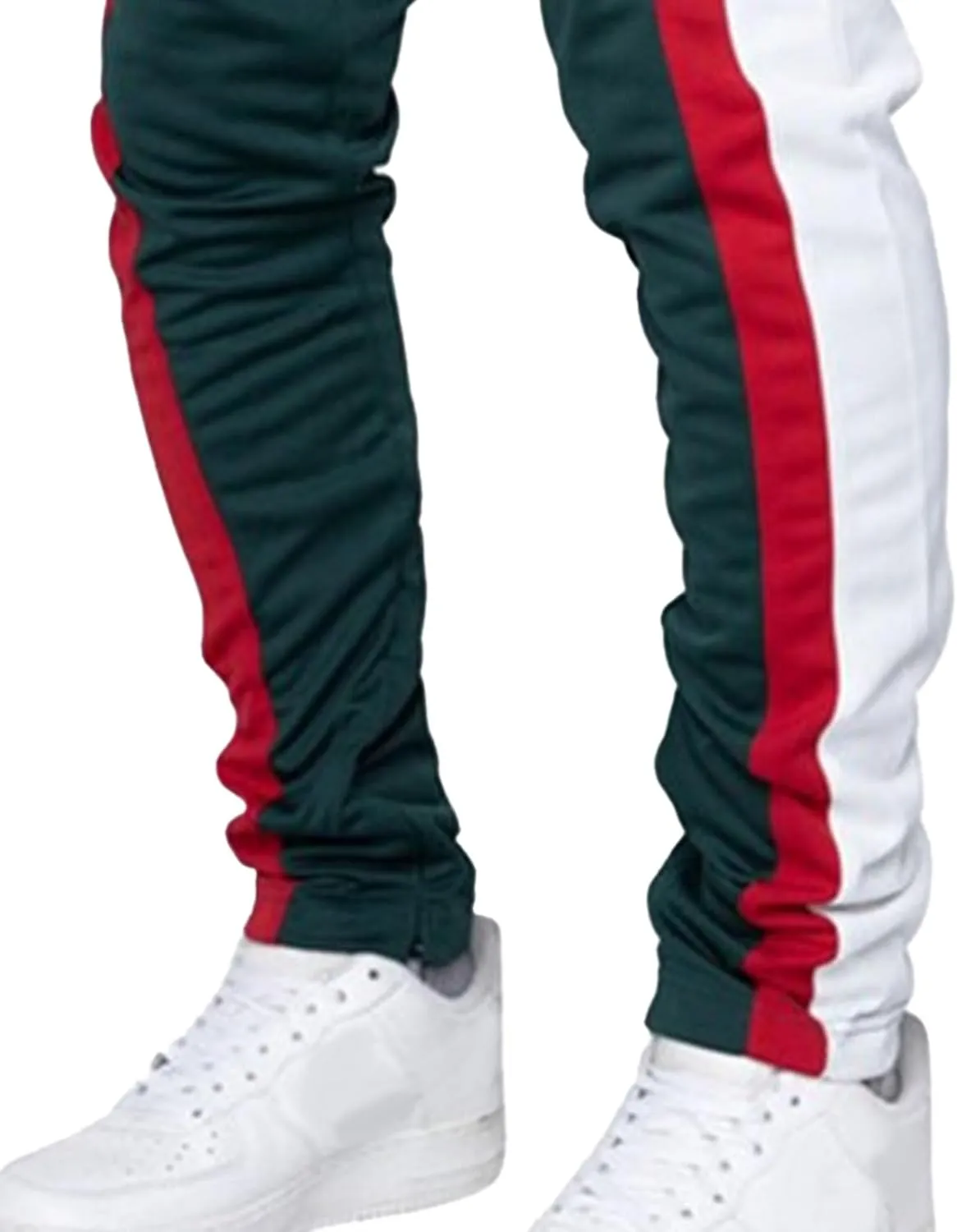 DGHM-JLMY Mens Side Stripe Track Pants Casual Drawstring Waist Ankle Zipper Trousers Slim Fit Stretch Joggers Sweatpants