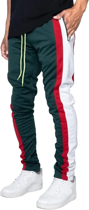 DGHM-JLMY Mens Side Stripe Track Pants Casual Drawstring Waist Ankle Zipper Trousers Slim Fit Stretch Joggers Sweatpants