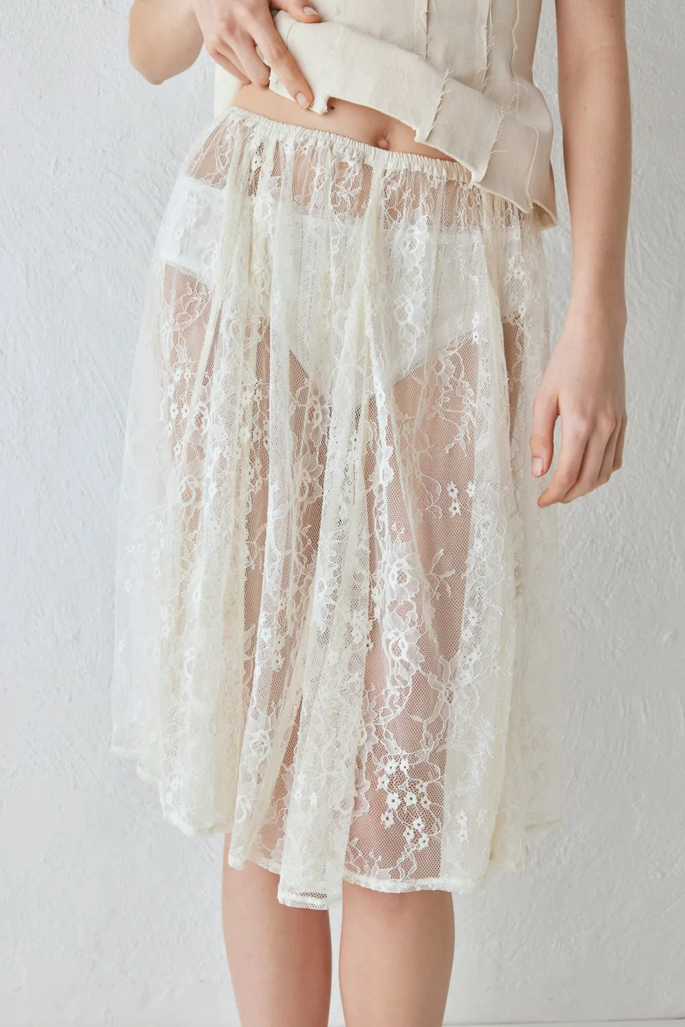 Dorit Lace Midi Skirt Cream