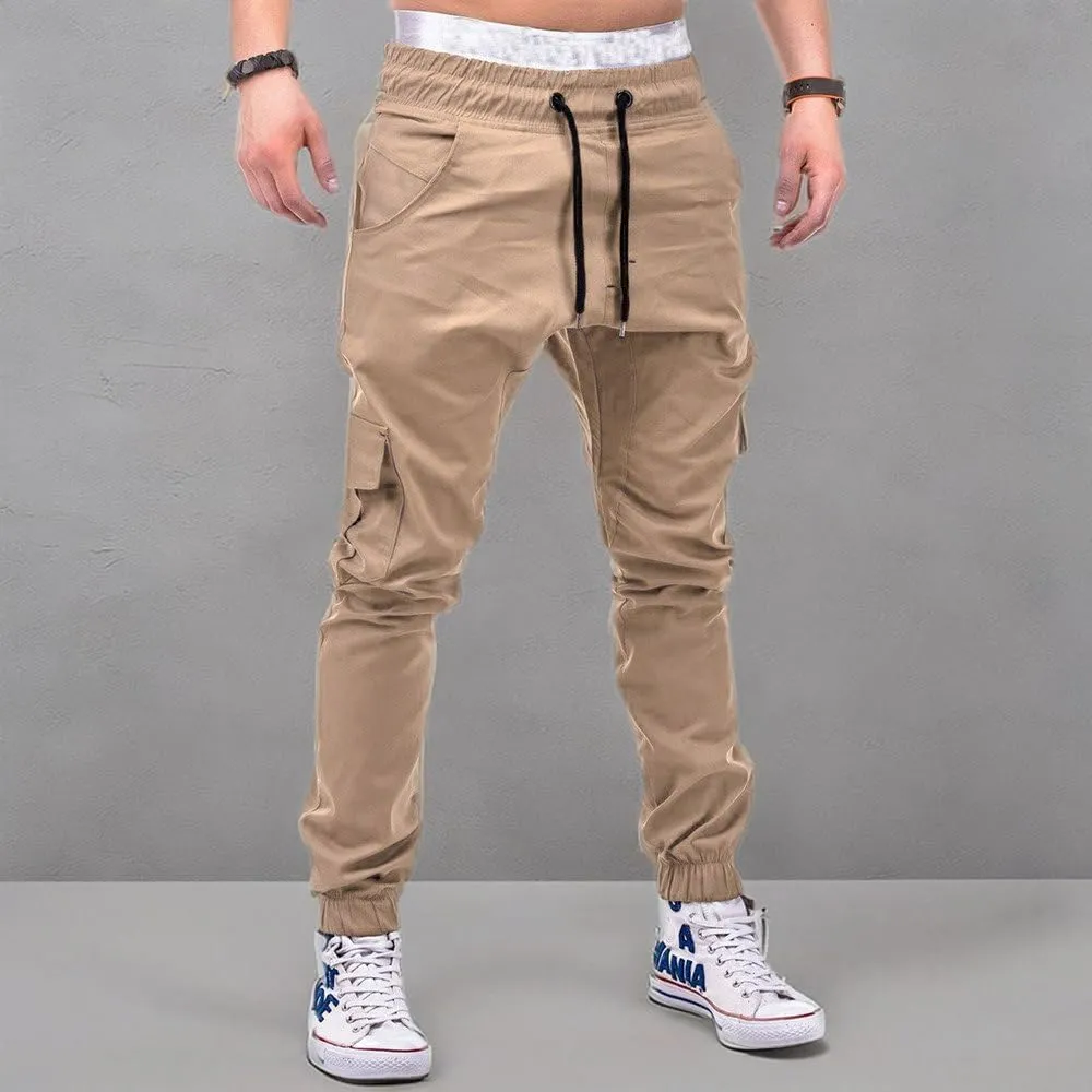 Drawstring Pant Fashion Men's Sport Pure Color Bandage Casual Loose Sweatpants