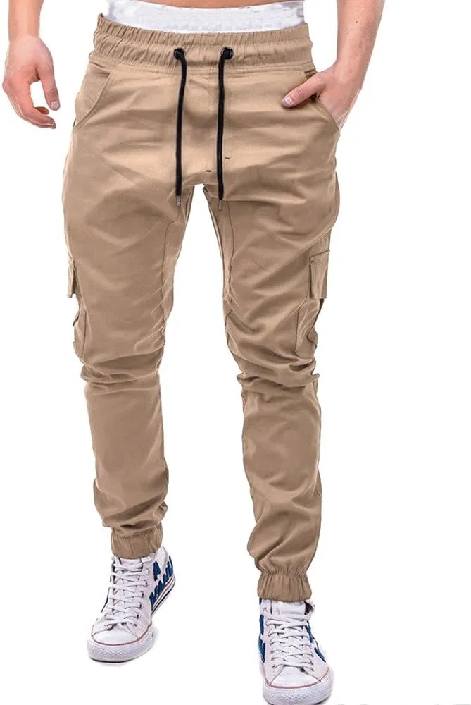 Drawstring Pant Fashion Men's Sport Pure Color Bandage Casual Loose Sweatpants