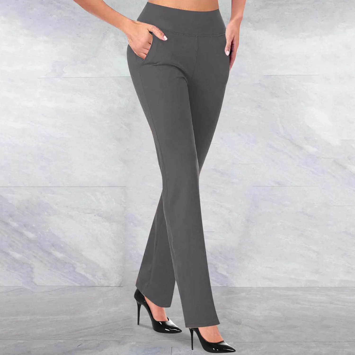Dressy Pants for Women Sexy Slimming High Waist Tapered Pants Casual Comfy Knit Trousers Summer Lounge Pants with Pockets