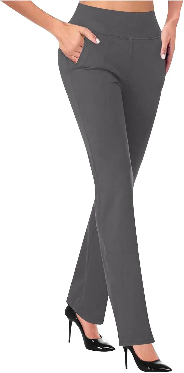 Dressy Pants for Women Sexy Slimming High Waist Tapered Pants Casual Comfy Knit Trousers Summer Lounge Pants with Pockets