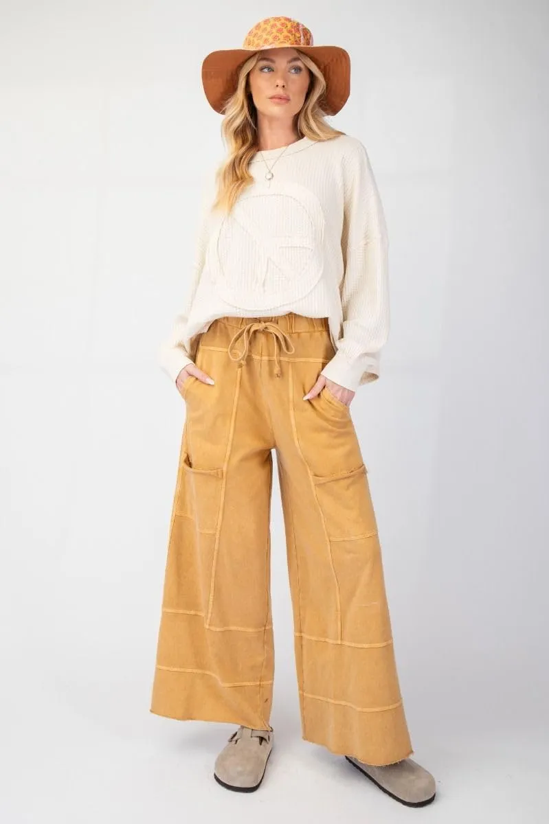 Easel Lazy Days Mineral Washed Wide Leg Pants