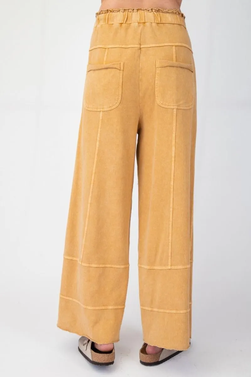 Easel Lazy Days Mineral Washed Wide Leg Pants