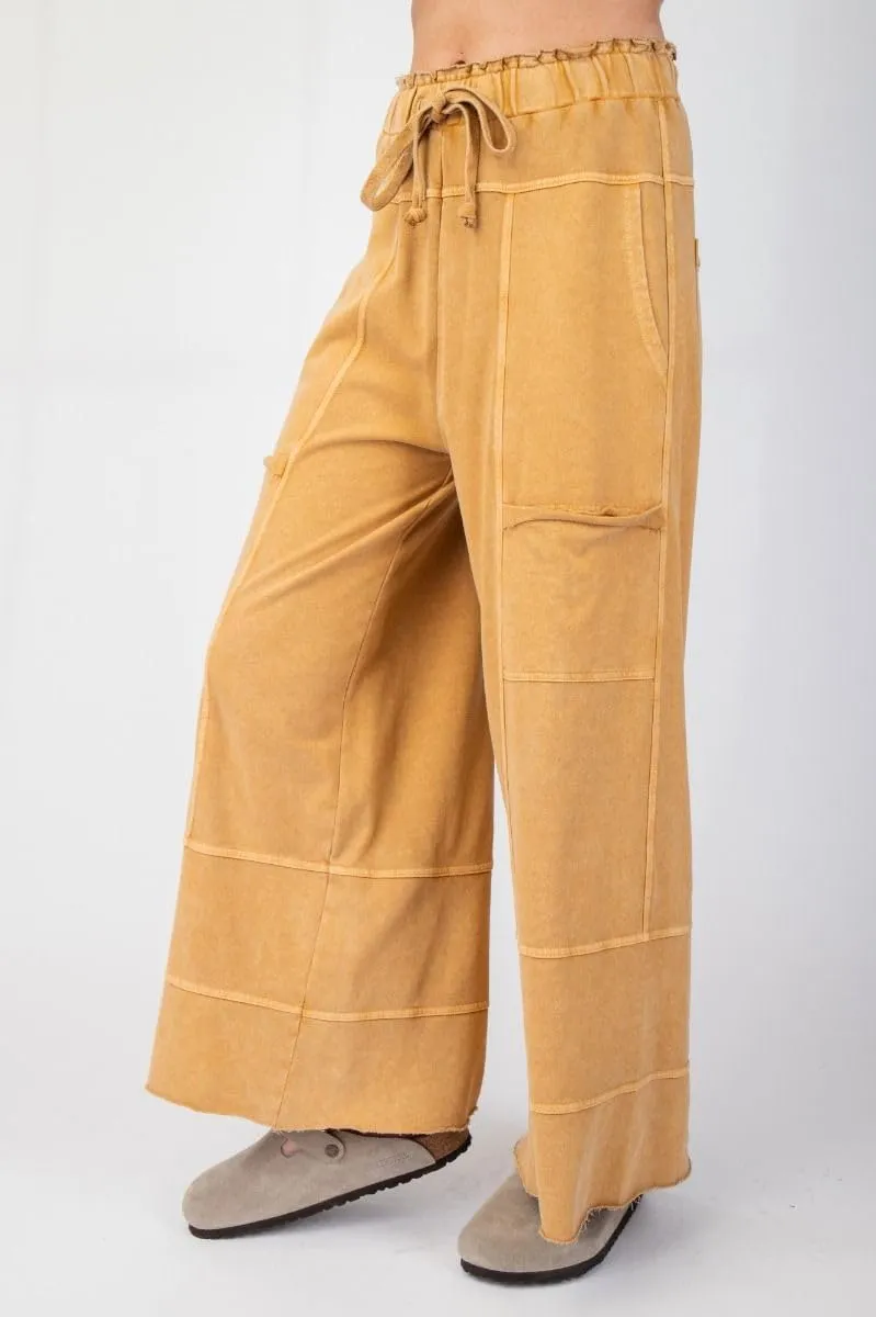 Easel Lazy Days Mineral Washed Wide Leg Pants
