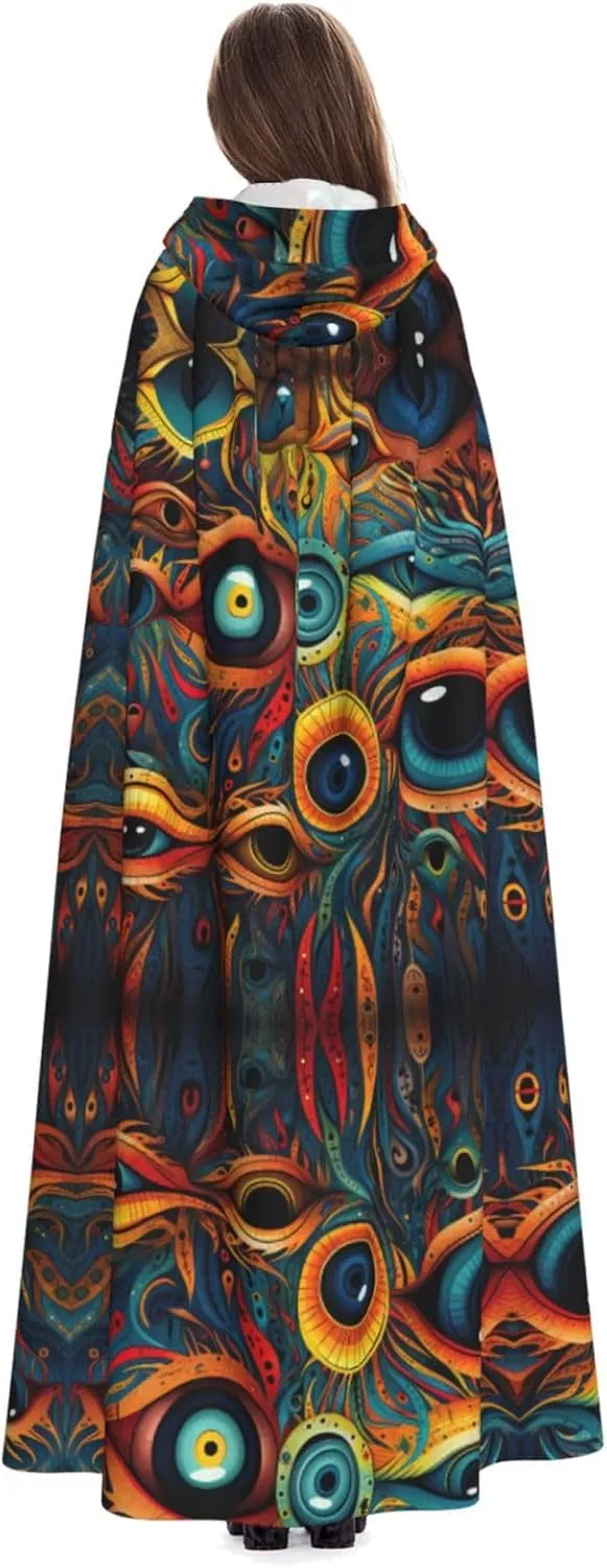 Eyes 2 Print Unisex Hooded Halloween Christmas Cloak Costumes Party Cape, Cosplay Witch Cape