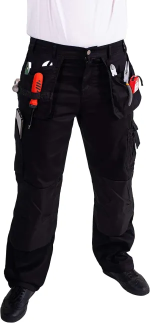FASHIO FF Men's Work Casual Tactical Trouser with Holster Pockets Cordura Reinforced Pockets Heavy Duty Workwear Pants