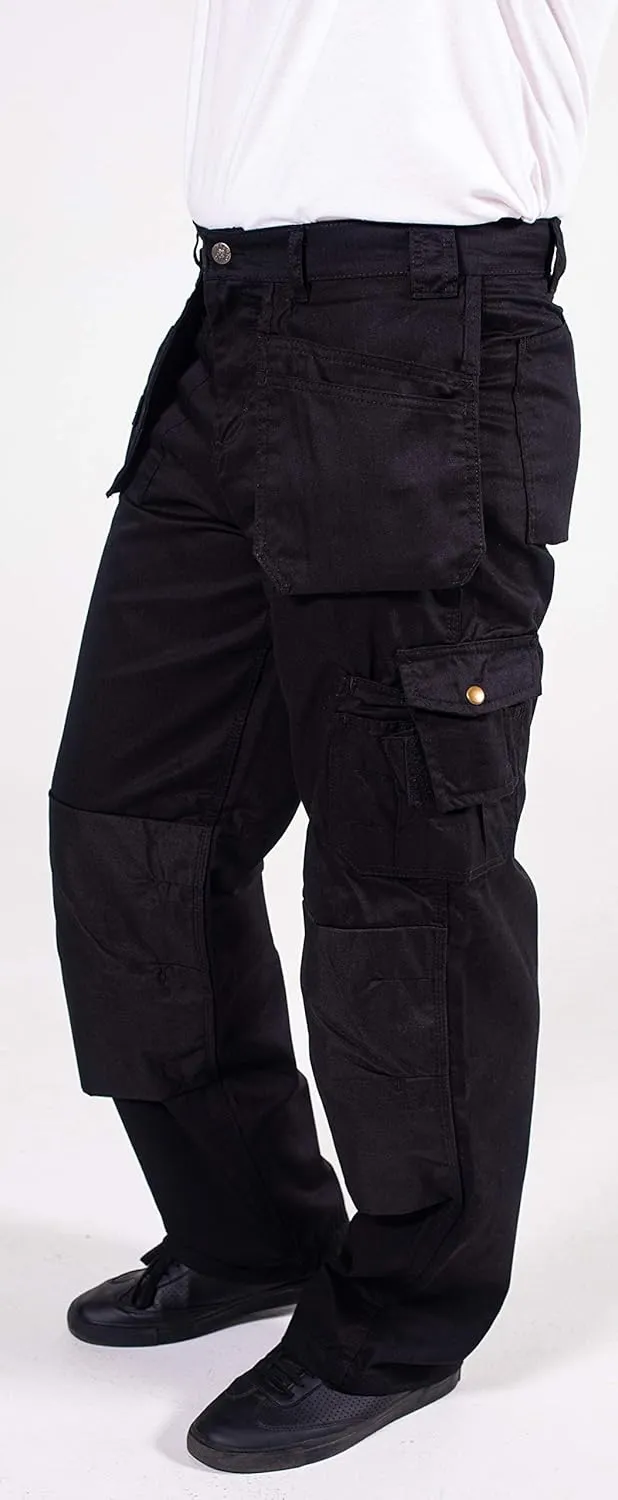 FASHIO FF Men's Work Casual Tactical Trouser with Holster Pockets Cordura Reinforced Pockets Heavy Duty Workwear Pants