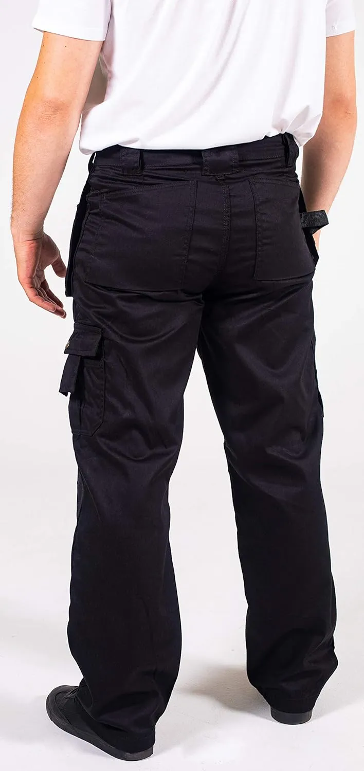 FASHIO FF Men's Work Casual Tactical Trouser with Holster Pockets Cordura Reinforced Pockets Heavy Duty Workwear Pants