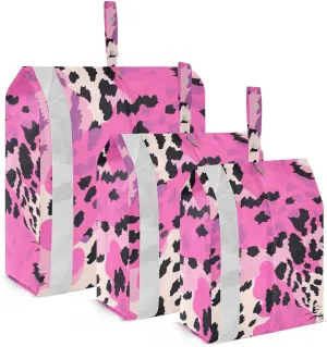 Fashion Purple Leopard Packing Cubes for Suitcases 3 Set Compression Lightweight Luggage Packing Organizers for Carry on Suitcase Travel Accessories Luggage Organizer Bags Set