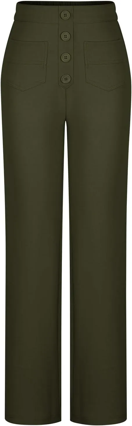 Flexipants - Women's Casual High Waist Stretch Pants Flexi Pants for Women Straight Leg Cargo Pant Lounge Flexi Pants