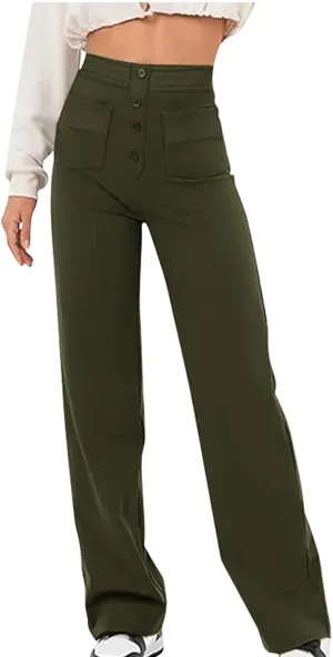 Flexipants - Women's Casual High Waist Stretch Pants Flexi Pants for Women Straight Leg Cargo Pant Lounge Flexi Pants