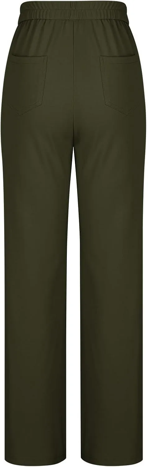Flexipants - Women's Casual High Waist Stretch Pants Flexi Pants for Women Straight Leg Cargo Pant Lounge Flexi Pants