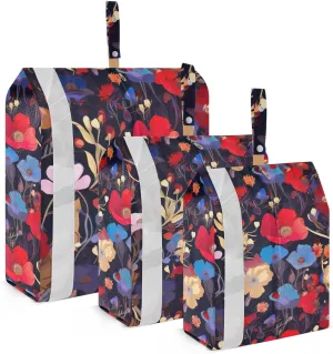 Florals Poppy Packing Cubes for Suitcases 3 Set Expandable Compression Luggage Packing Organizers for Carry on Suitcase Travel Essentials Luggage Organizer Bags Set
