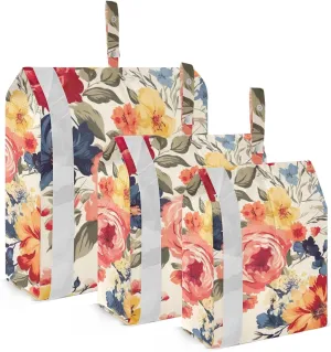 Flower Vintage Style Packing Cubes for Suitcases 3 Set Expandable Compression Luggage Packing Organizers for Carry on Suitcase Travel Essentials Luggage Organizer Bags Set