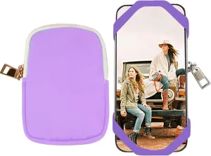 FORZEN Minimalist Wallet with Phone Holder,Lanyard Phone Holder with Card Wallet for Outdoors,Hiking,Travel - Compatible with 4''-6.5'' All Smartphones (Purple)