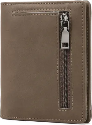 GAEKEAO Mens Wallet Slim Bifold RFID Blocking Thin Credit Card Holder Genuine Leather Minimalist Front Pocket Wallets for Men with Zipper Coin Pocket