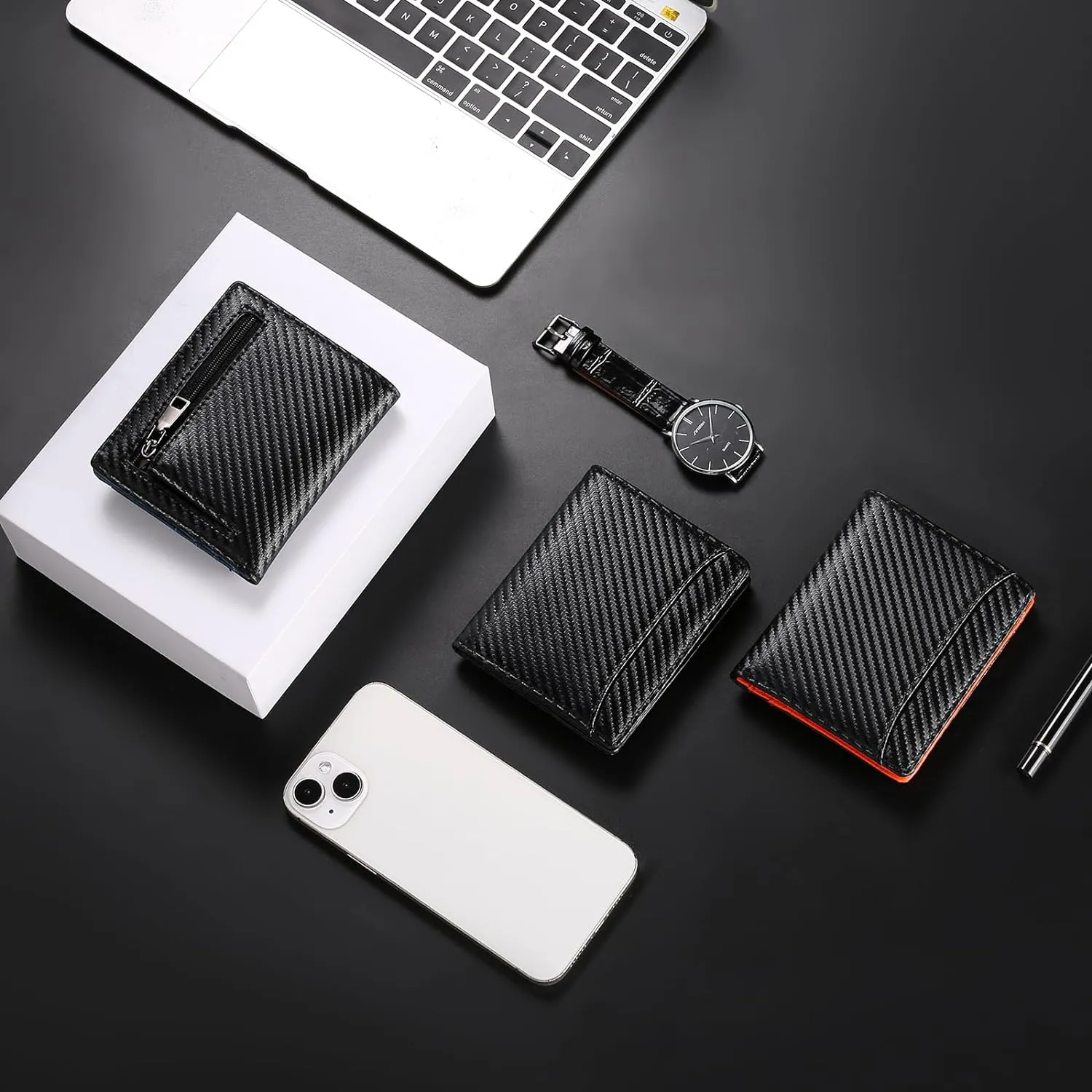 GAEKEAO Mens Wallet Slim Bifold RFID Blocking Thin Credit Card Holder Genuine Leather Minimalist Front Pocket Wallets for Men with Zipper Coin Pocket