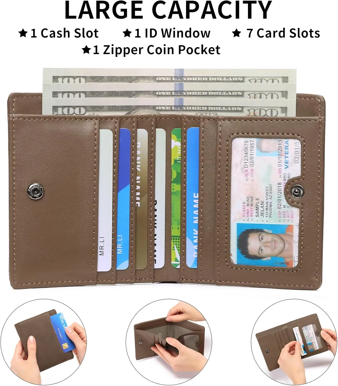 GAEKEAO Mens Wallet Slim Bifold RFID Blocking Thin Credit Card Holder Genuine Leather Minimalist Front Pocket Wallets for Men with Zipper Coin Pocket