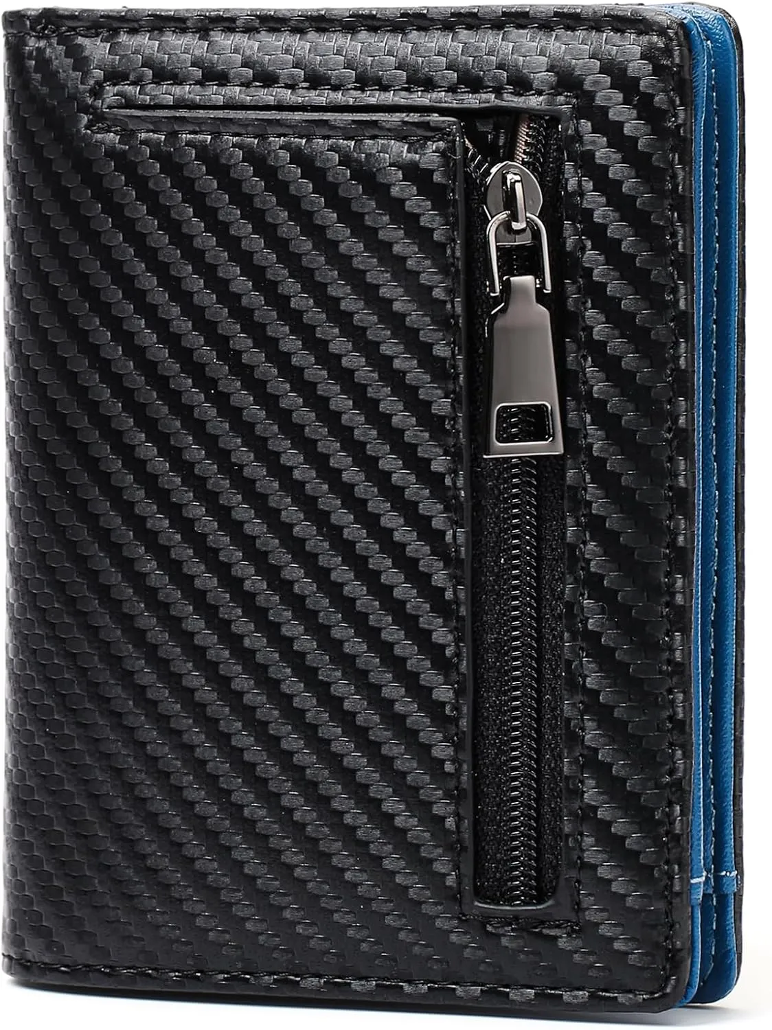 GAEKEAO Mens Wallet Slim Bifold RFID Blocking Thin Credit Card Holder Genuine Leather Minimalist Front Pocket Wallets for Men with Zipper Coin Pocket