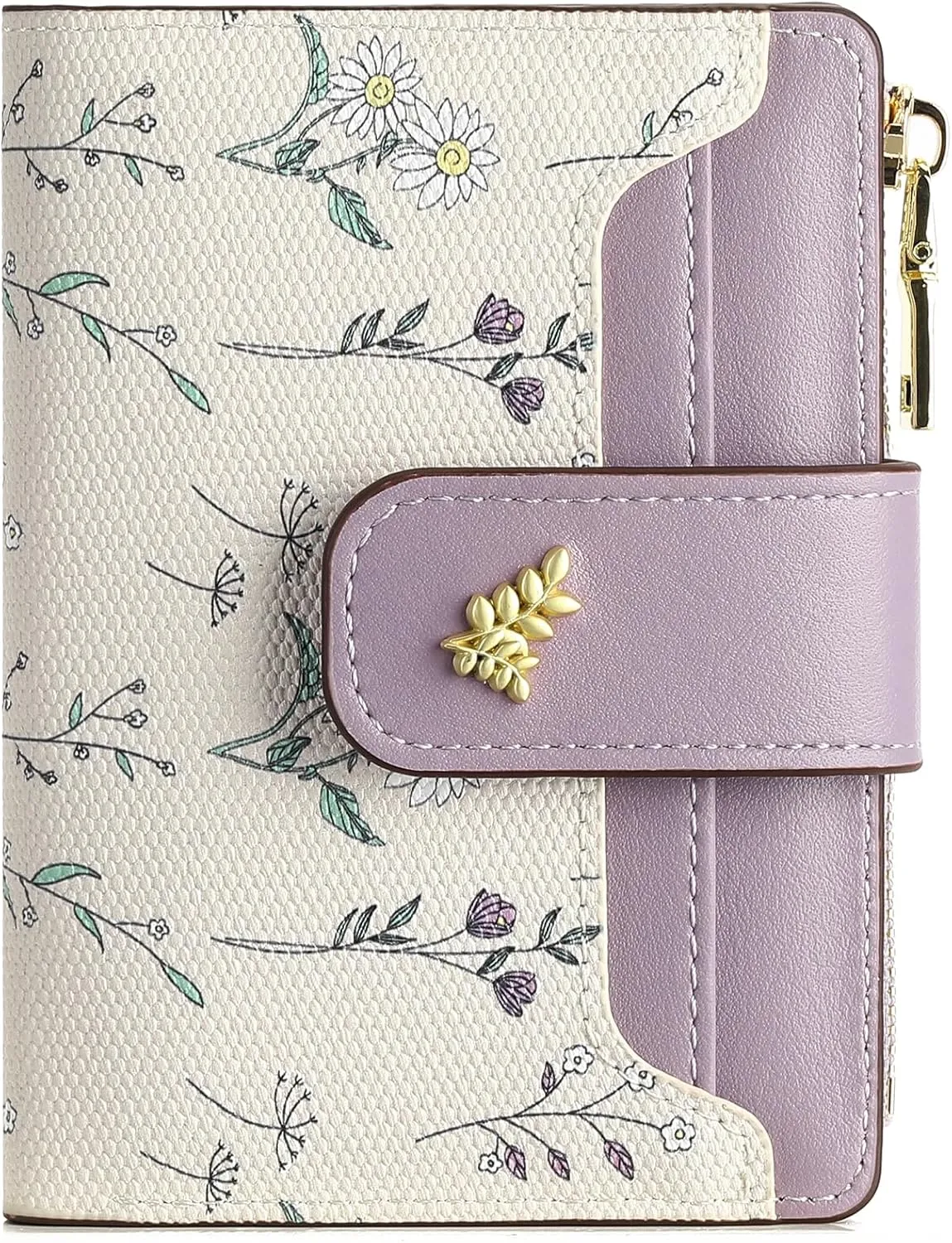 GAEKEAO Small Wallets for Women RFID Blocking Leather Bifold Zipper Pocket Wallet Credit Card Holder with ID Window
