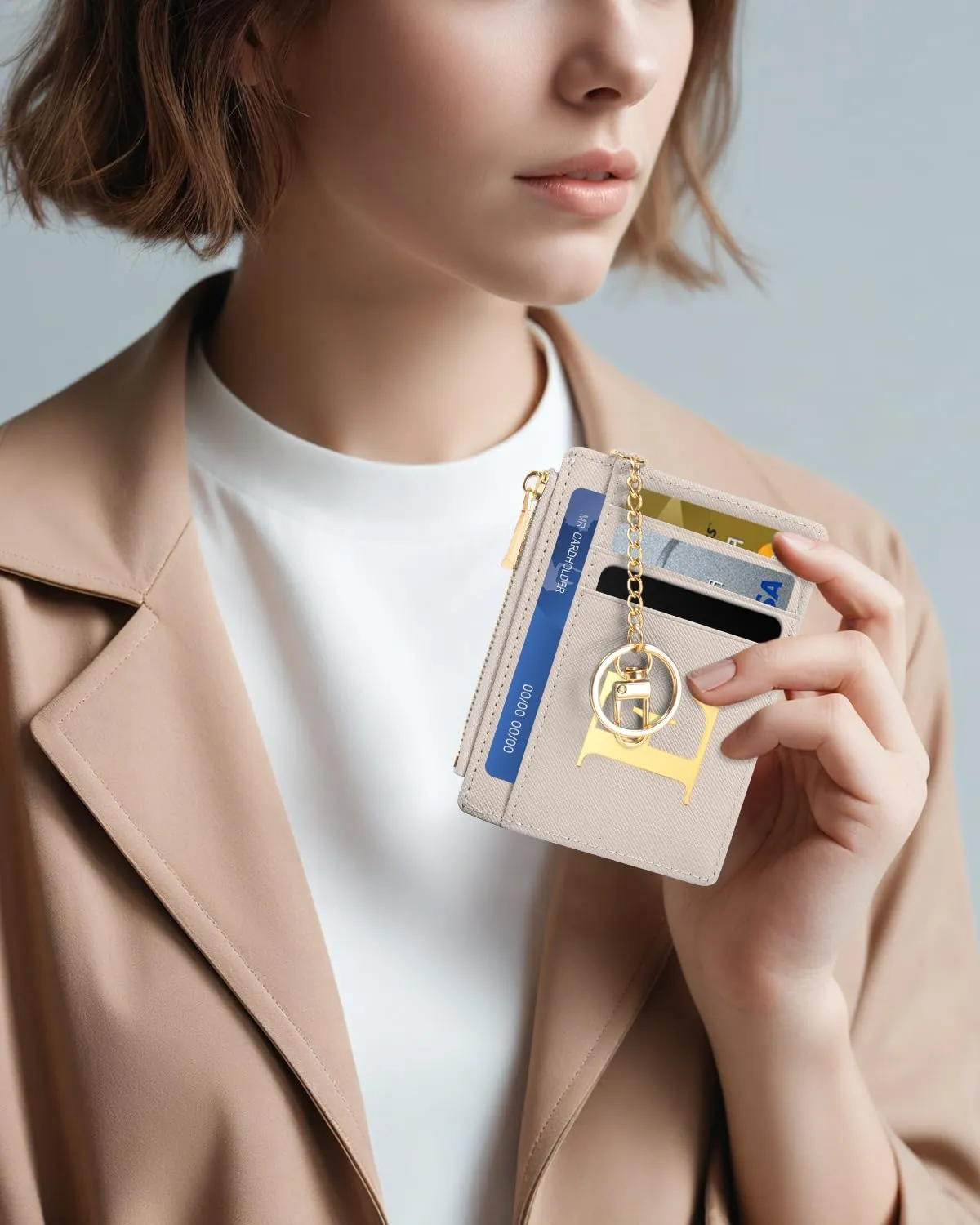 Gifts for Women - Slim RFID Blocking Card Holder Minimalist Leather Front Pocket Wallet, Personalized Birthday Gifts for Women Her Freind Sister Girlfriend, Initial Card Holder Wallet (Initial E)