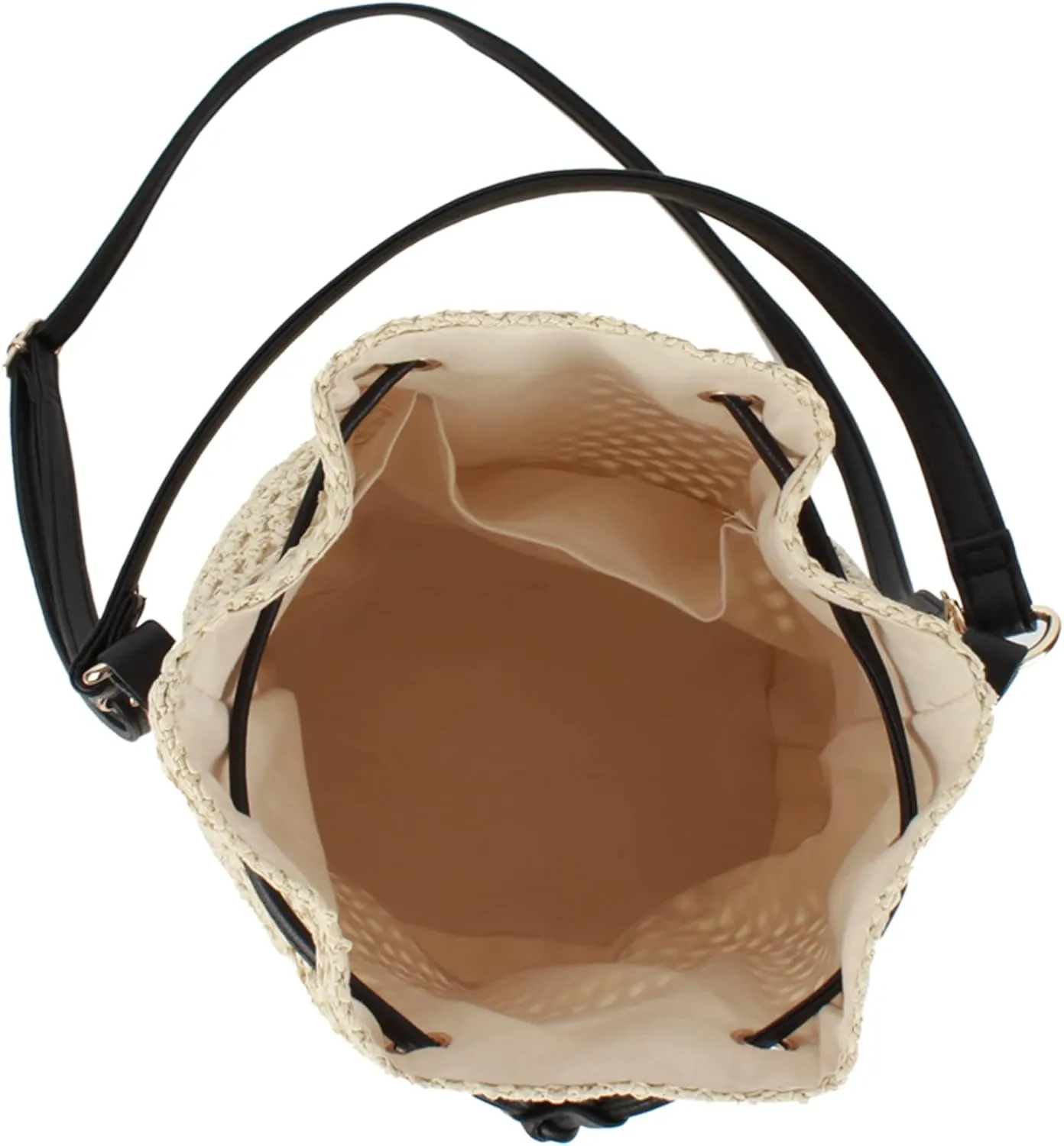 Goclothod Small Drawstring Shoulder Bag Straw Weave Handbag Summer Beach Purse