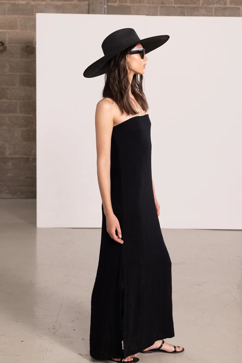 Gottex Black Bandeau Strapless Long Maxi Dress, Stylish Swimsuit Coverup for Women