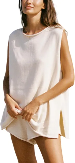Gozoloma Women's 2 Piece Outfits Sweater Sets Lounge Wear Knit Tank Top Matching Shorts Vacation Set