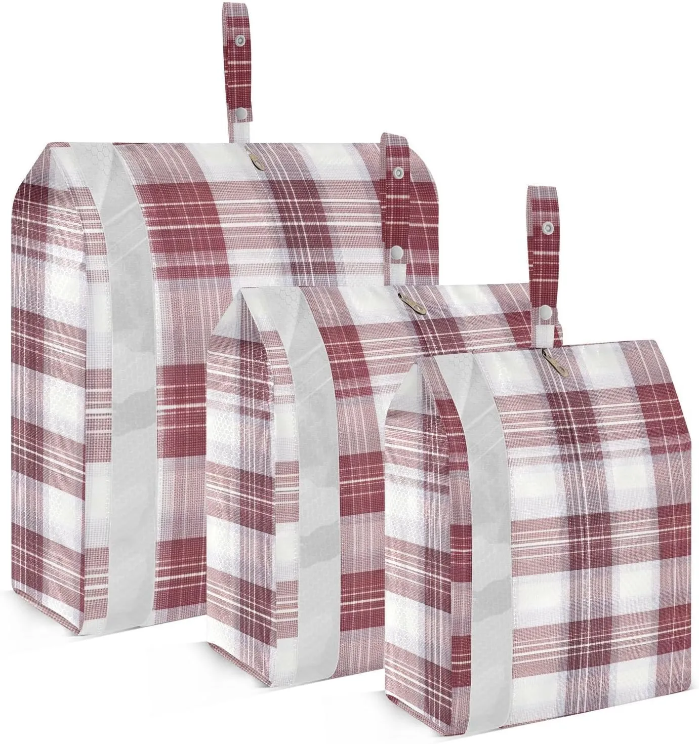 Gray Red Plaid Packing Cubes for Suitcases 3 Set Compression Lightweight Luggage Packing Organizers for Carry on Suitcase Travel Accessories Luggage Organizer Bags Set