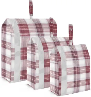 Gray Red Plaid Packing Cubes for Suitcases 3 Set Compression Lightweight Luggage Packing Organizers for Carry on Suitcase Travel Accessories Luggage Organizer Bags Set
