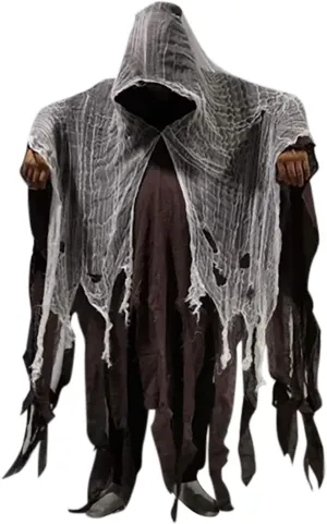 Halloween Costume Cloak Zombie Ghost Vampire Horror Fancy Robe Cape Hooded Fringed Hem Draped Shawl Poncho Cloaks