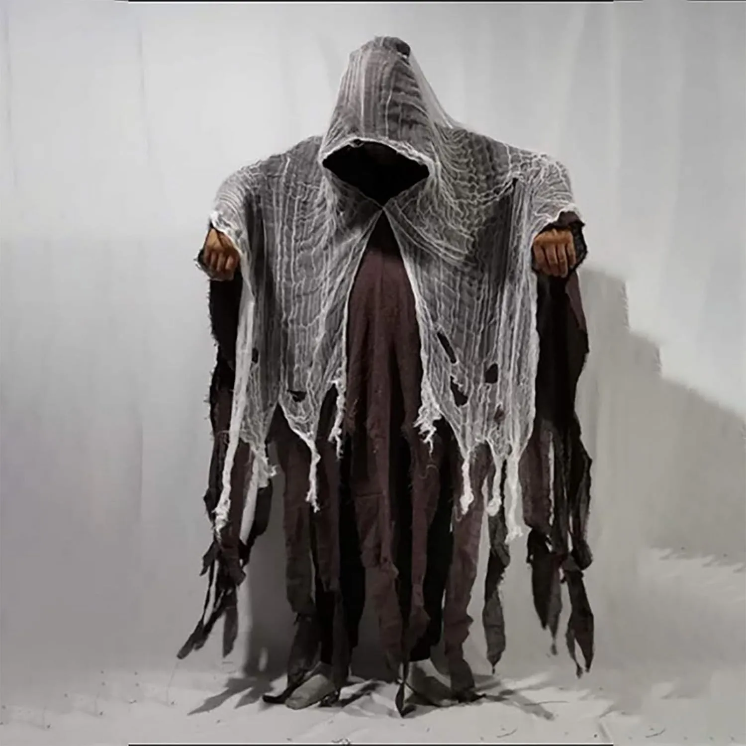 Halloween Costume Cloak Zombie Ghost Vampire Horror Fancy Robe Cape Hooded Fringed Hem Draped Shawl Poncho Cloaks
