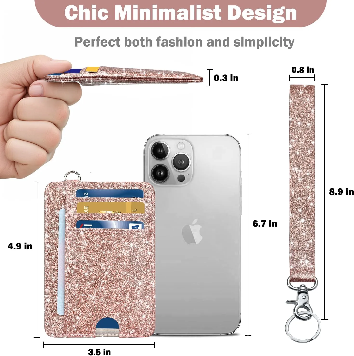 HOTCOOL Card Holder Keychian and Lanyard Wallet Front Pocket Minimalist Travel Cute Funny Thin Leather With RFID Blocking Small Credit Card Holder Wallet for Men & Women Girls Organizer Gifts