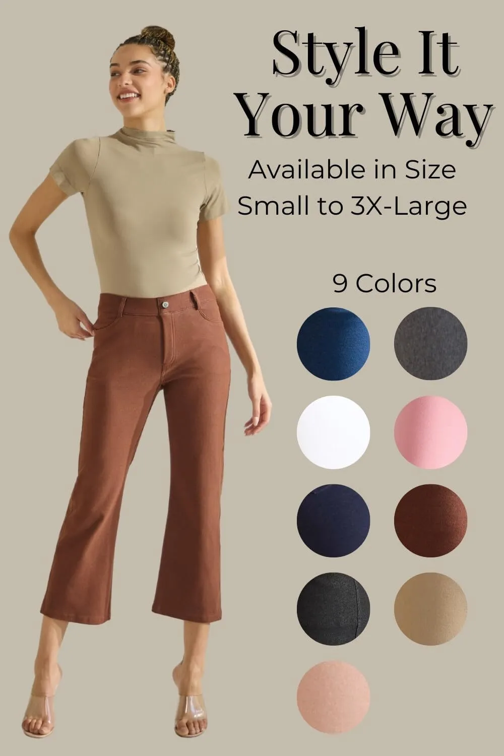 ICONOFLASH Women's Stretch Jeggings with 4 Pocket Pull On Straight Leg Jean Leggings with Belt Loops (Available in Plus Size)