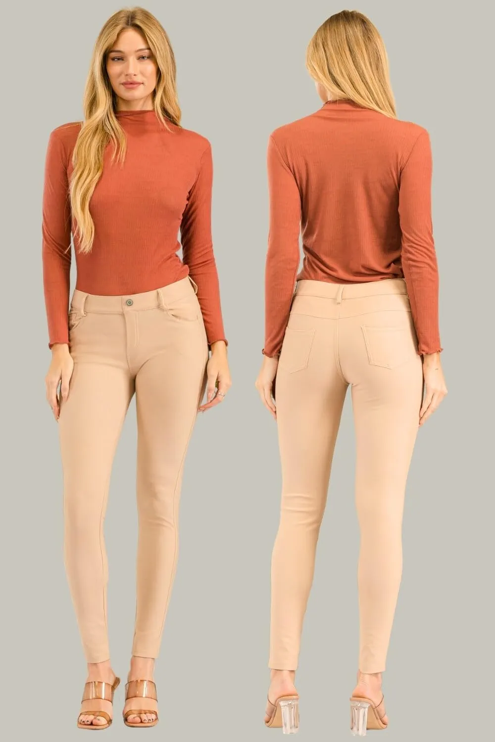 ICONOFLASH Women's Stretch Jeggings with 5 Pockets Pull On Skinny Jean Leggings (Available in Plus Size)