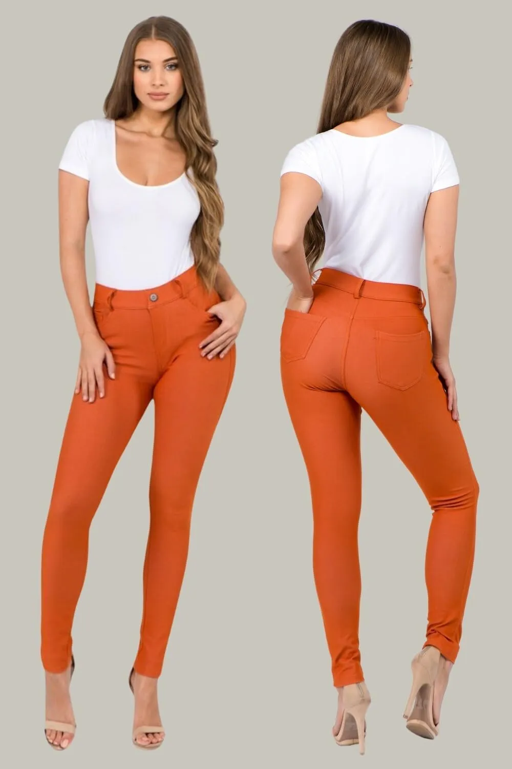 ICONOFLASH Women's Stretch Jeggings with 5 Pockets Pull On Skinny Jean Leggings (Available in Plus Size)